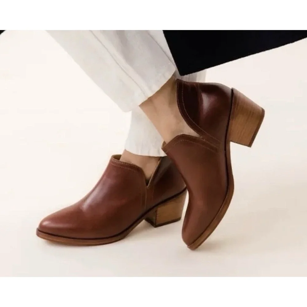Nisolo Ankle Boot Mia Auburn Brown Leather Womens 6 New In Box